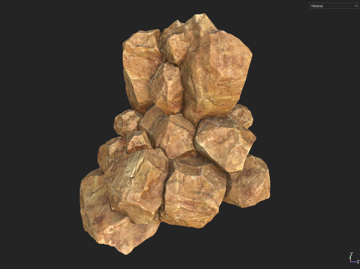 Low poly formation yellow-texture Low-poly 3D model_16