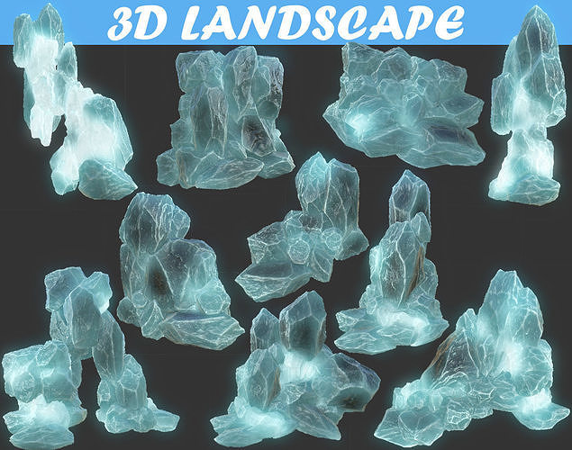 Low poly formation ice-texture Low-poly 3D model