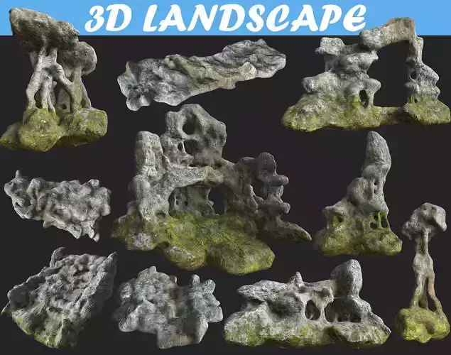 Low poly Fantasy Cave 03 Low-poly 3D model