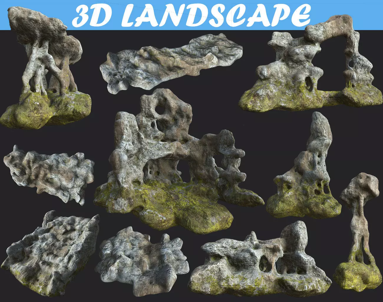 Low poly Fantasy Cave 03 Low-poly 3D model_0