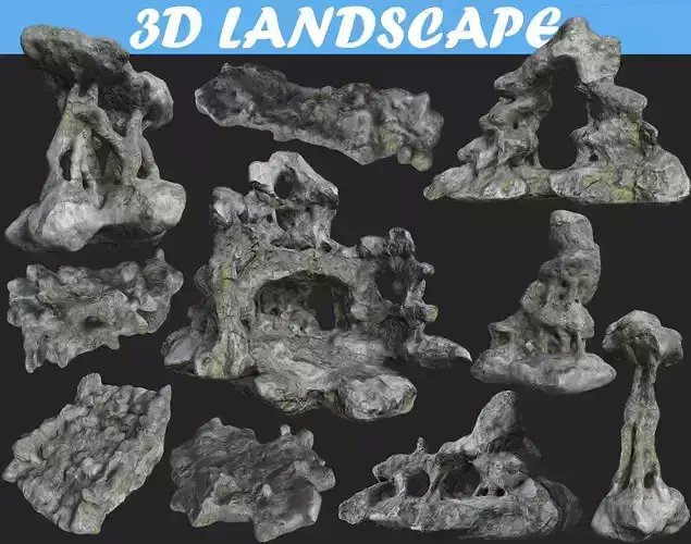 Low poly Fantasy Cave 02