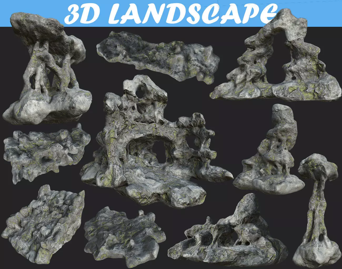 Low poly Fantasy Cave 02 Low-poly 3D model_0