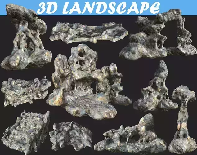 Low poly Fantasy Cave 01