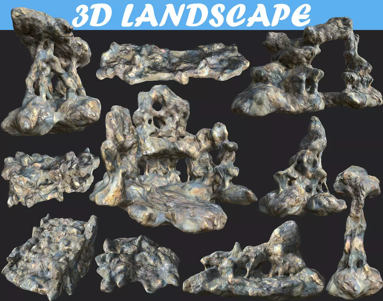 Low poly Fantasy Cave 01 Low-poly 3D model_0