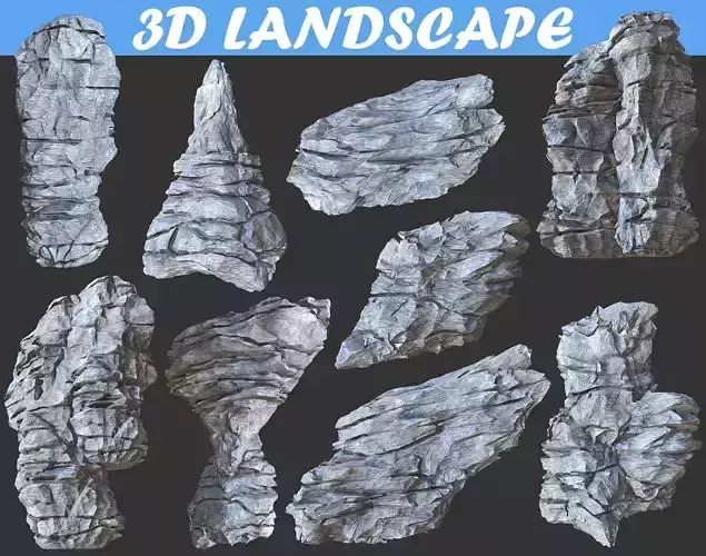 Low poly Cliff Formation Rock