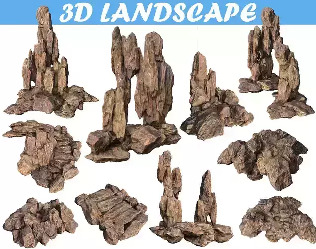 Low poly brown rock formular