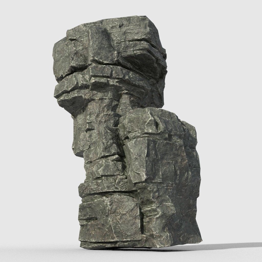 Low poly Beach Cliff Rock Low-poly 3D model_14