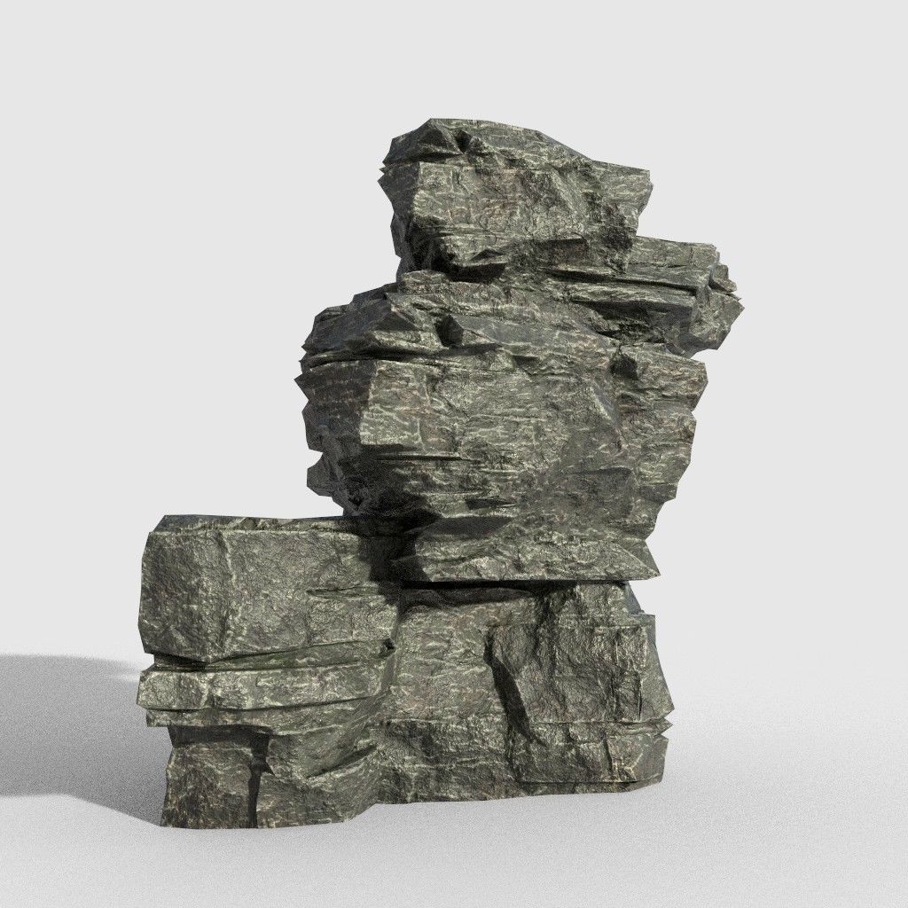 Low poly Beach Cliff Rock Low-poly 3D model_39