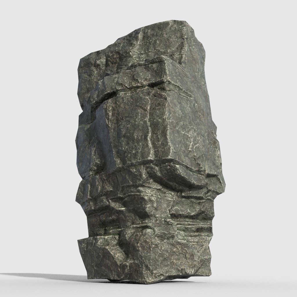 Low poly Beach Cliff Rock Low-poly 3D model_3