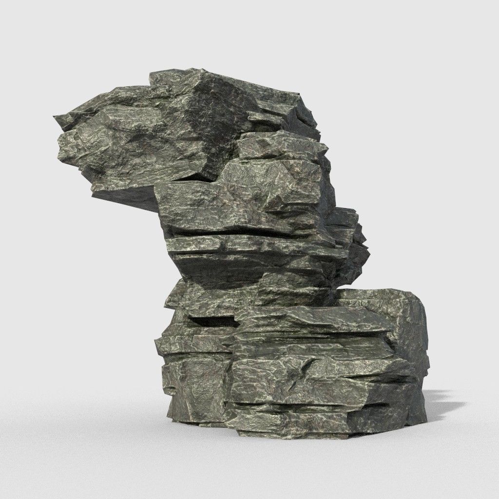 Low poly Beach Cliff Rock Low-poly 3D model_38