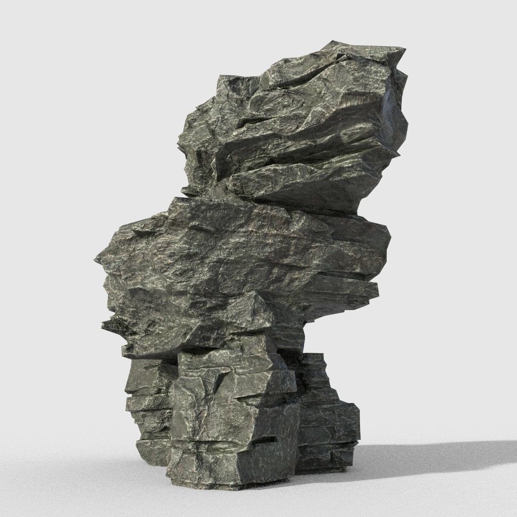 Low poly Beach Cliff Rock Low-poly 3D model_40