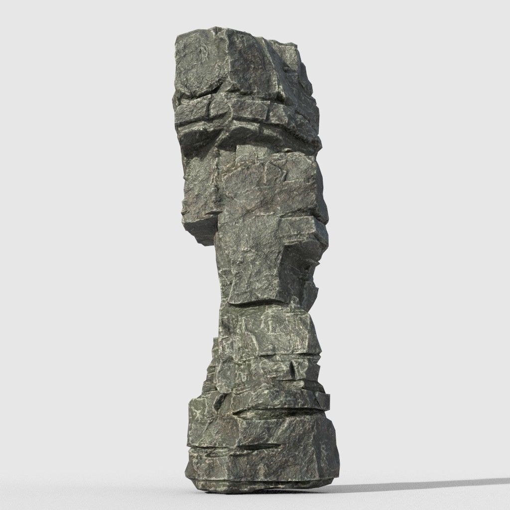 Low poly Beach Cliff Rock Low-poly 3D model_18