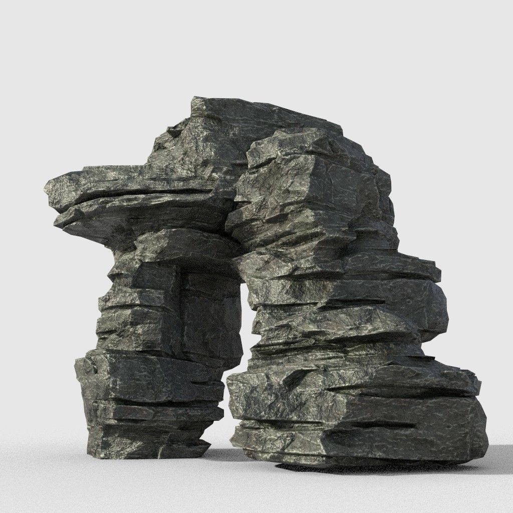 Low poly Beach Cliff Rock Low-poly 3D model_36