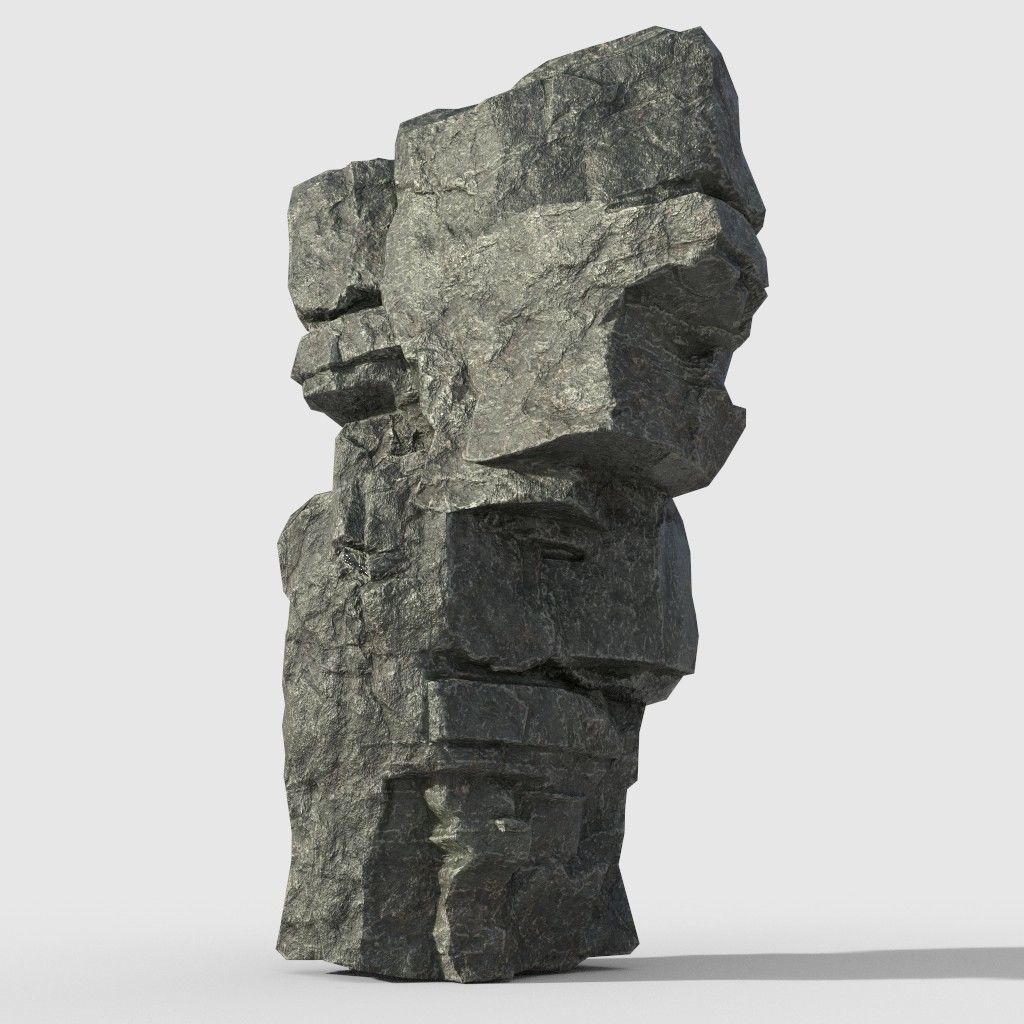 Low poly Beach Cliff Rock Low-poly 3D model_6