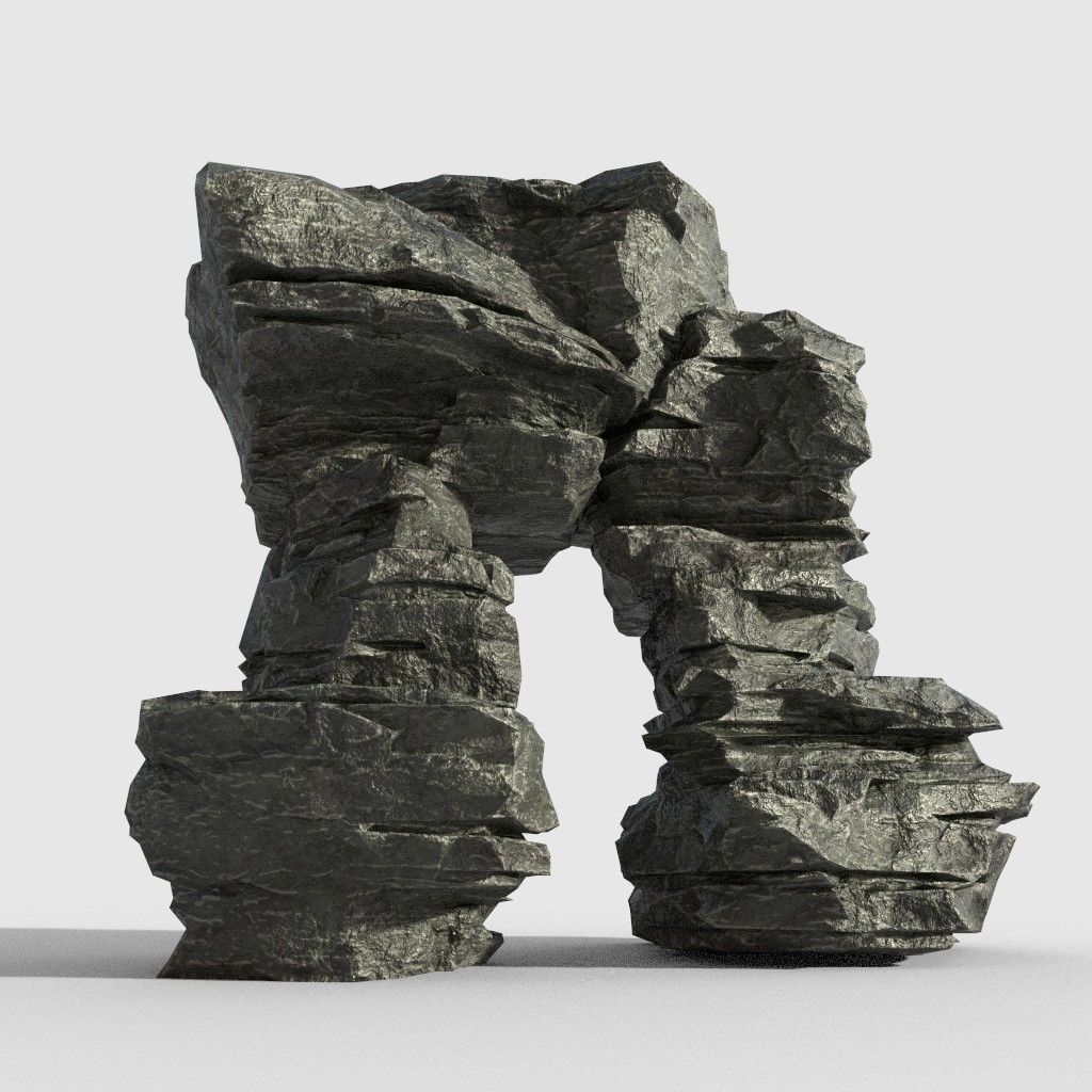 Low poly Beach Cliff Rock Low-poly 3D model_35