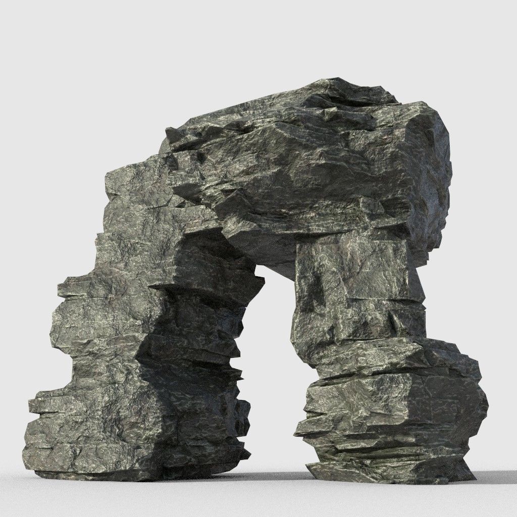 Low poly Beach Cliff Rock Low-poly 3D model_34