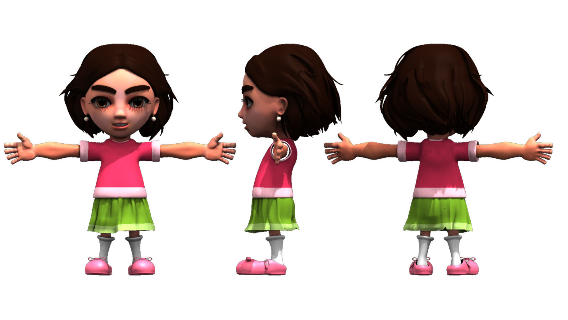 cute cartoon child girl 3d model 3D model_4