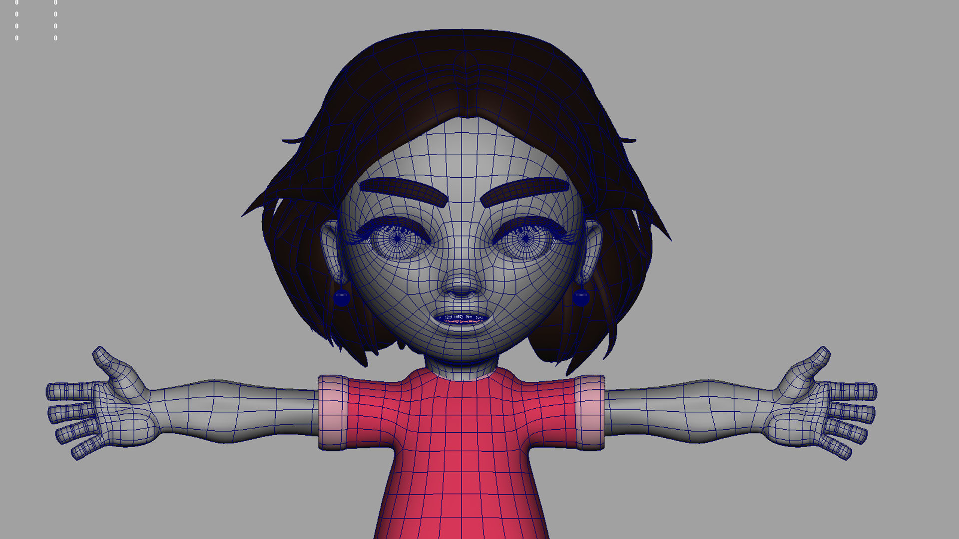 cute cartoon child girl 3d model 3D model_7