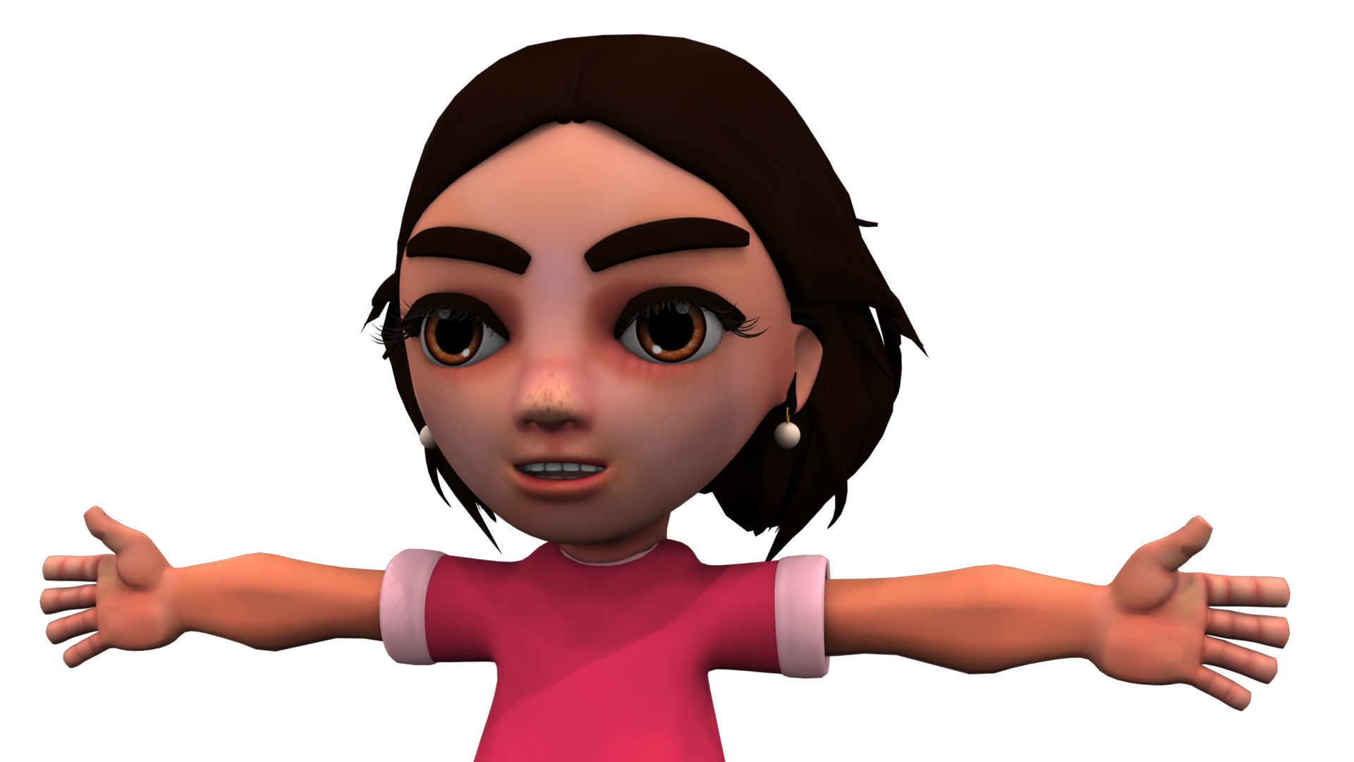 cute cartoon child girl 3d model 3D model_2