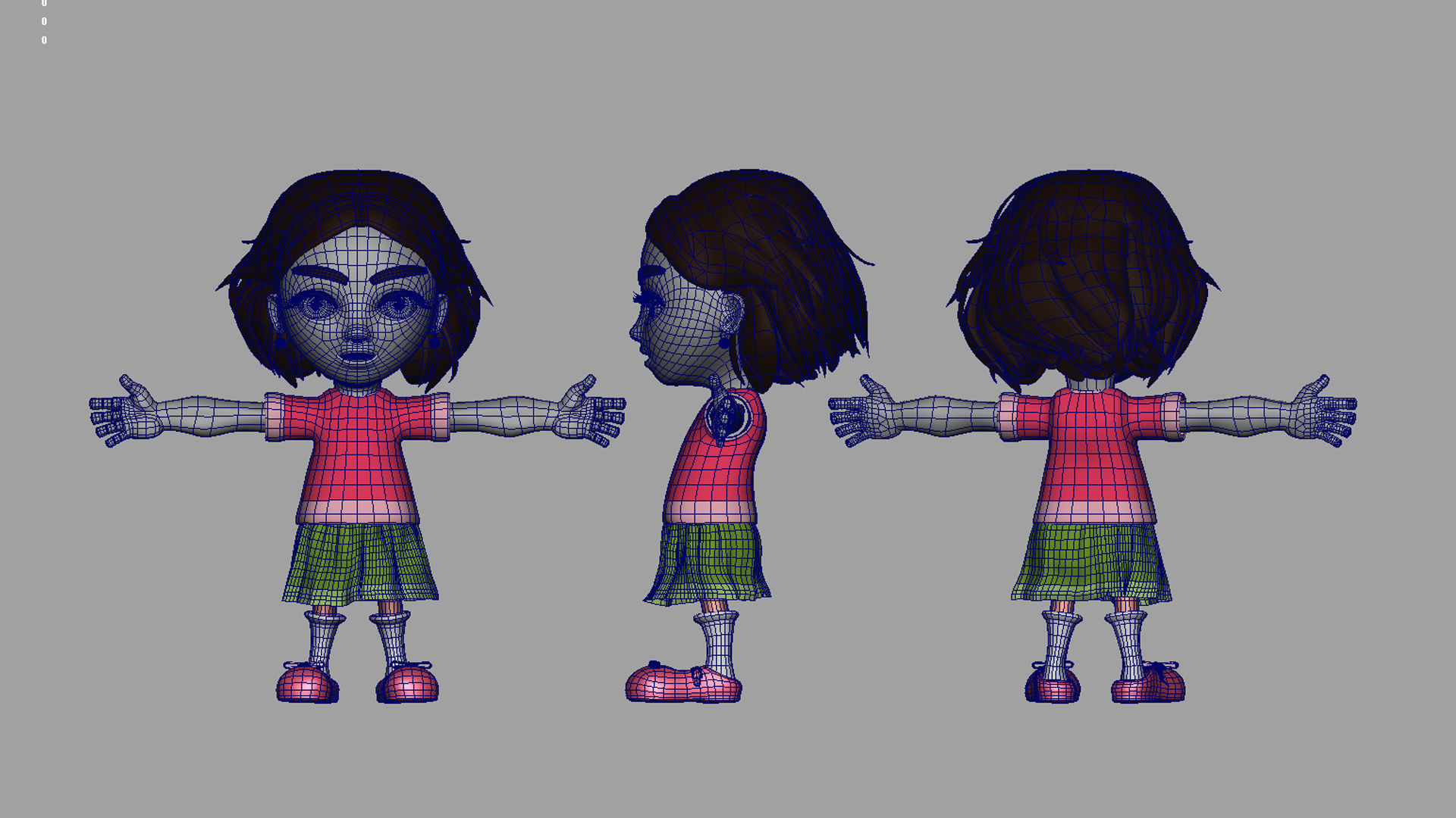 cute cartoon child girl 3d model 3D model_5