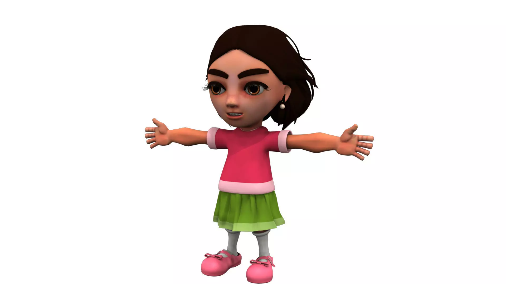 cute cartoon child girl 3d model 3D model_0
