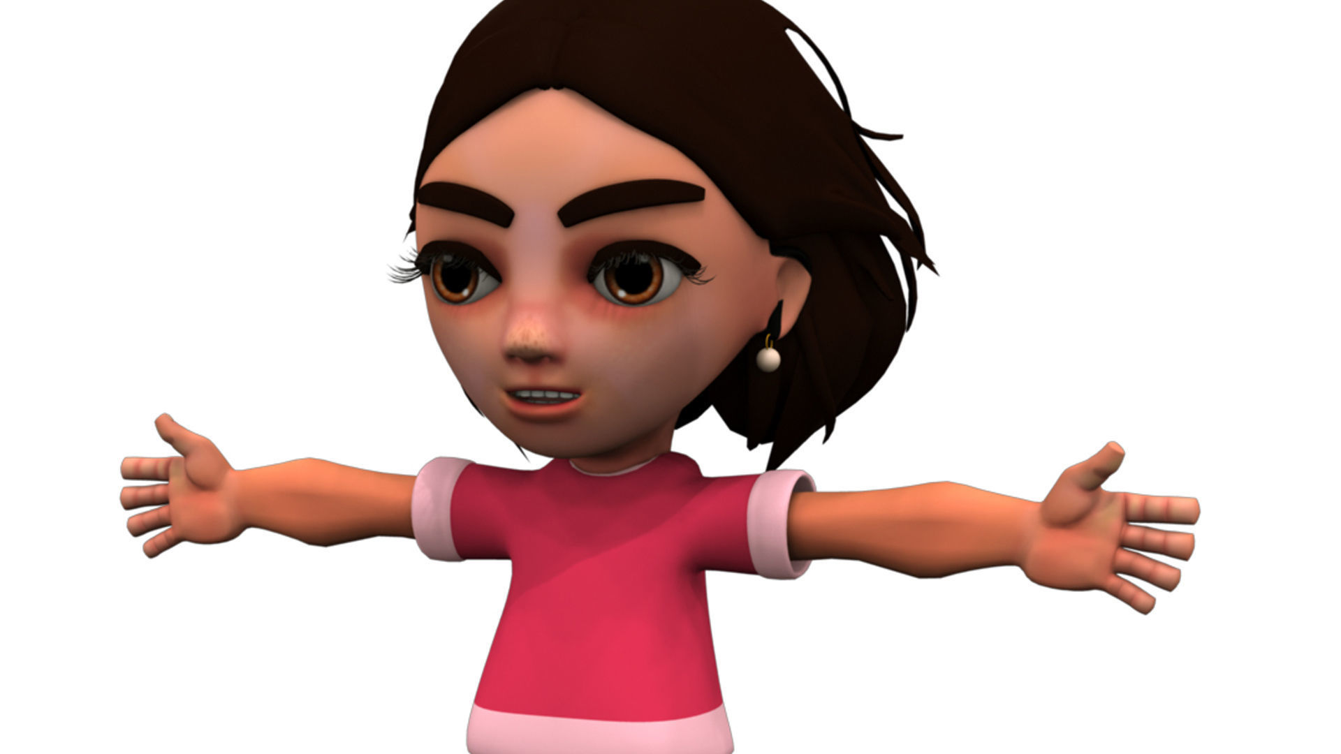 cute cartoon child girl 3d model 3D model_1