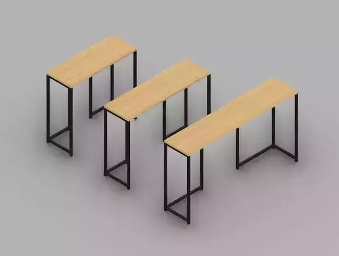 Set of wooden high table 01