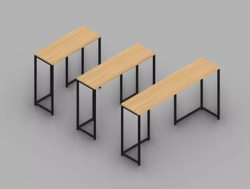 Set of wooden high table 01 3D model_0