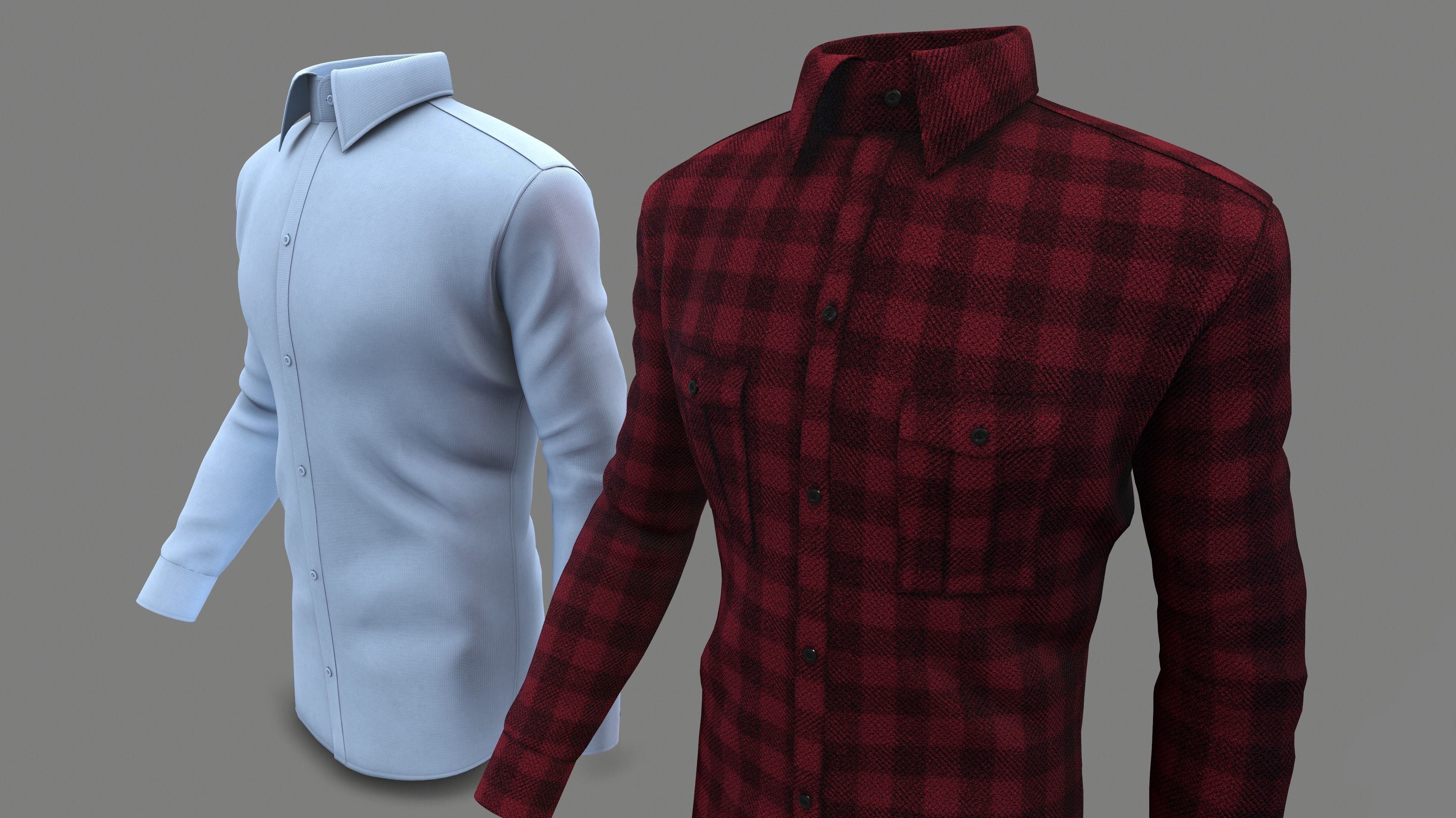 Men Shirts in 3 Colors 3D model_6