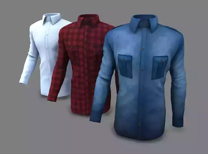 Men Shirts in 3 Colors 3D model