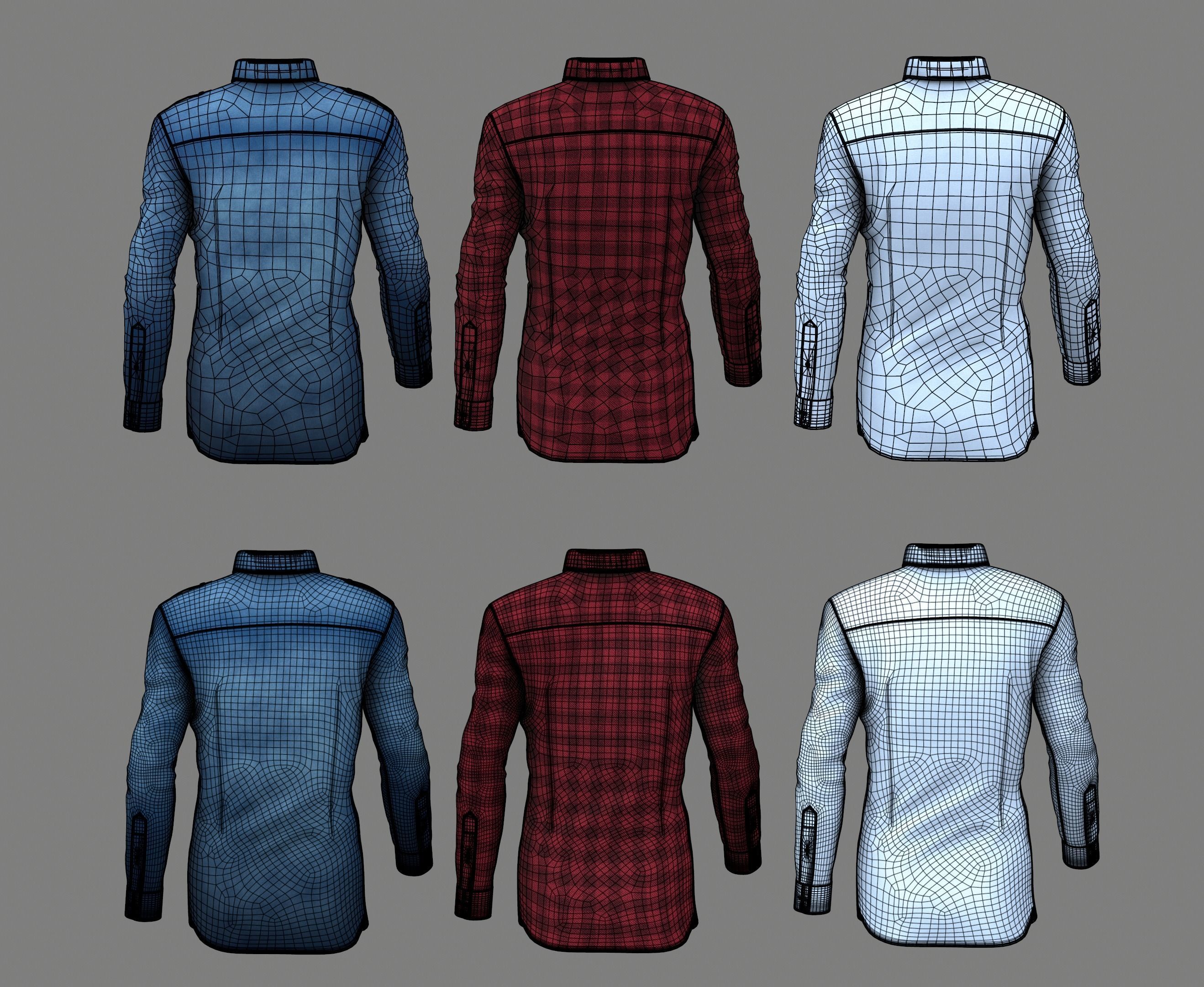Men Shirts in 3 Colors 3D model_9