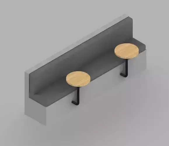StoneBench01 bench with two wooden seats 3D model