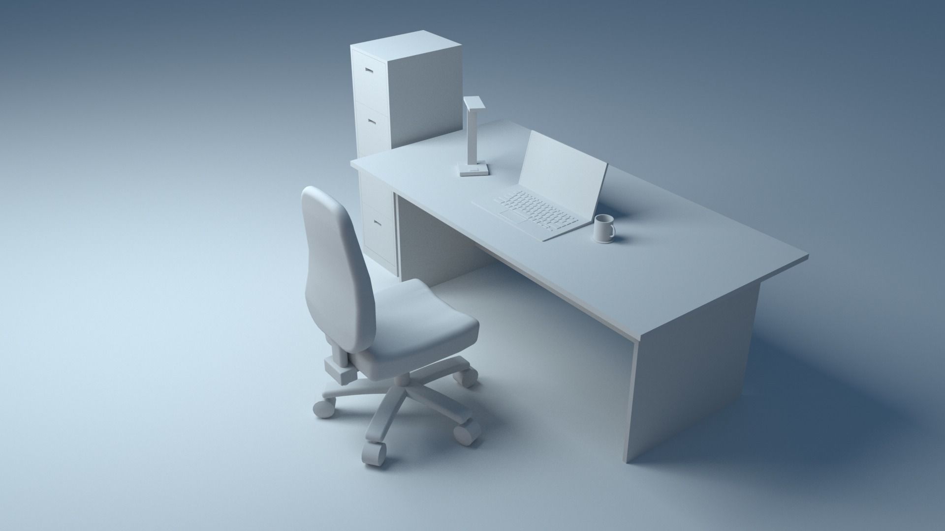 Office  Furniture Set Free 3D model_5