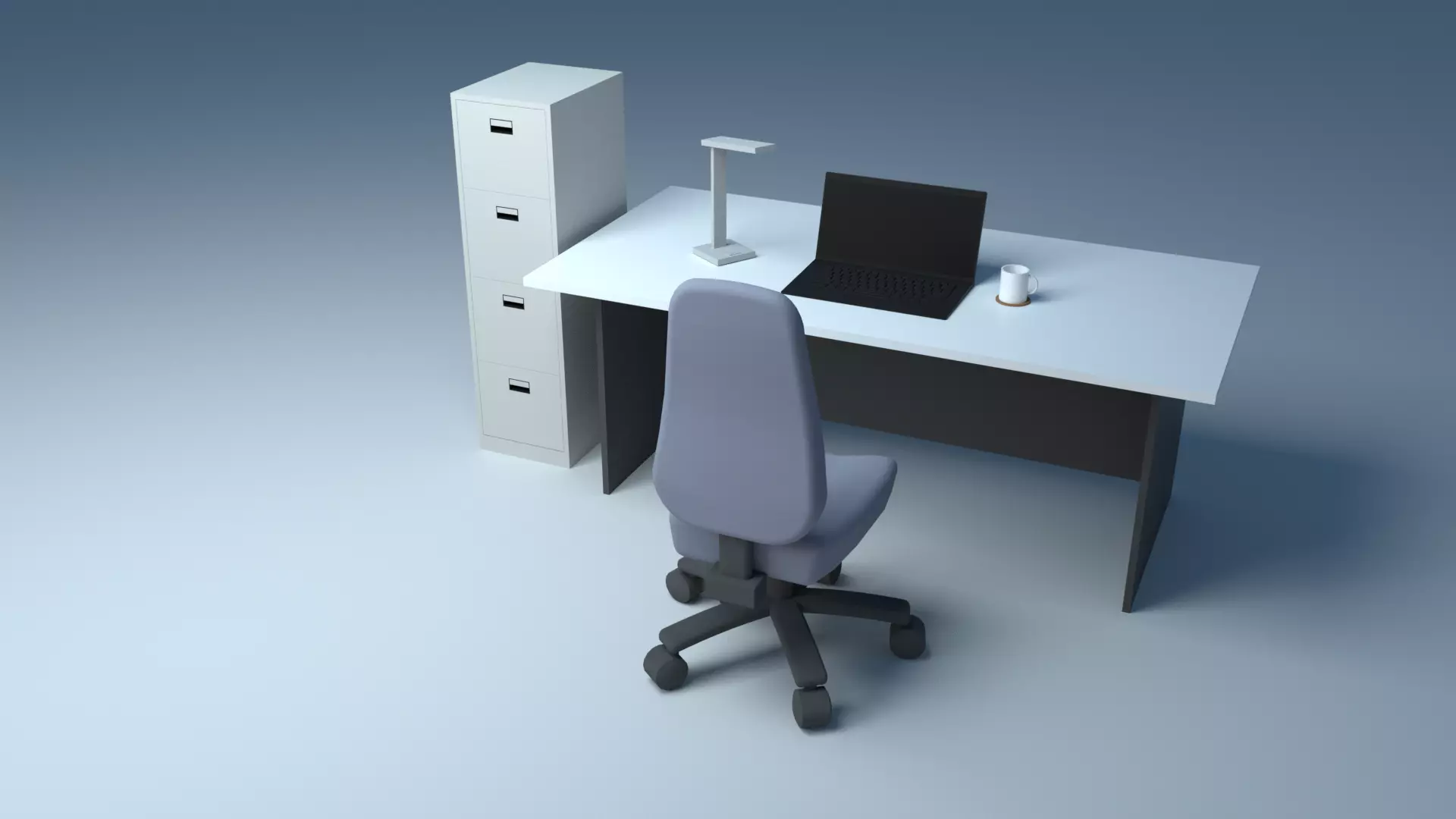 Office  Furniture Set Free 3D model_0