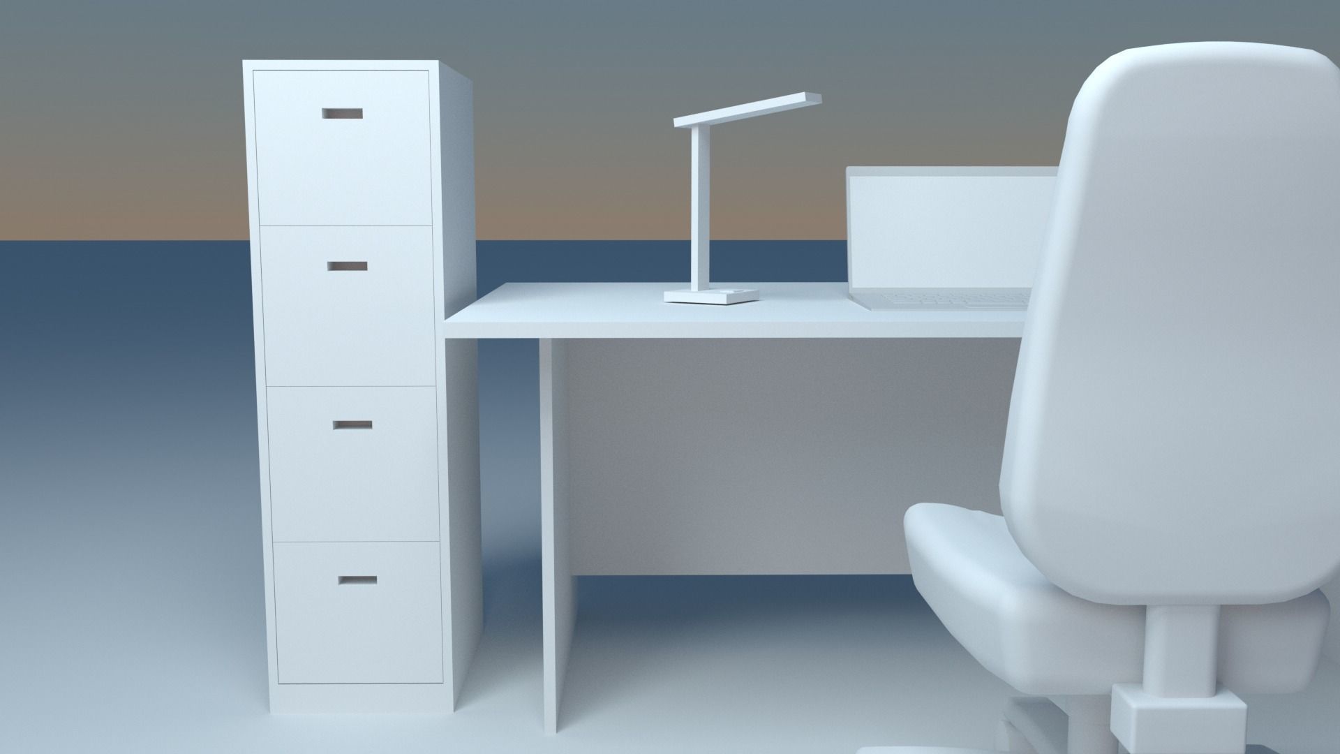 Office  Furniture Set Free 3D model_4