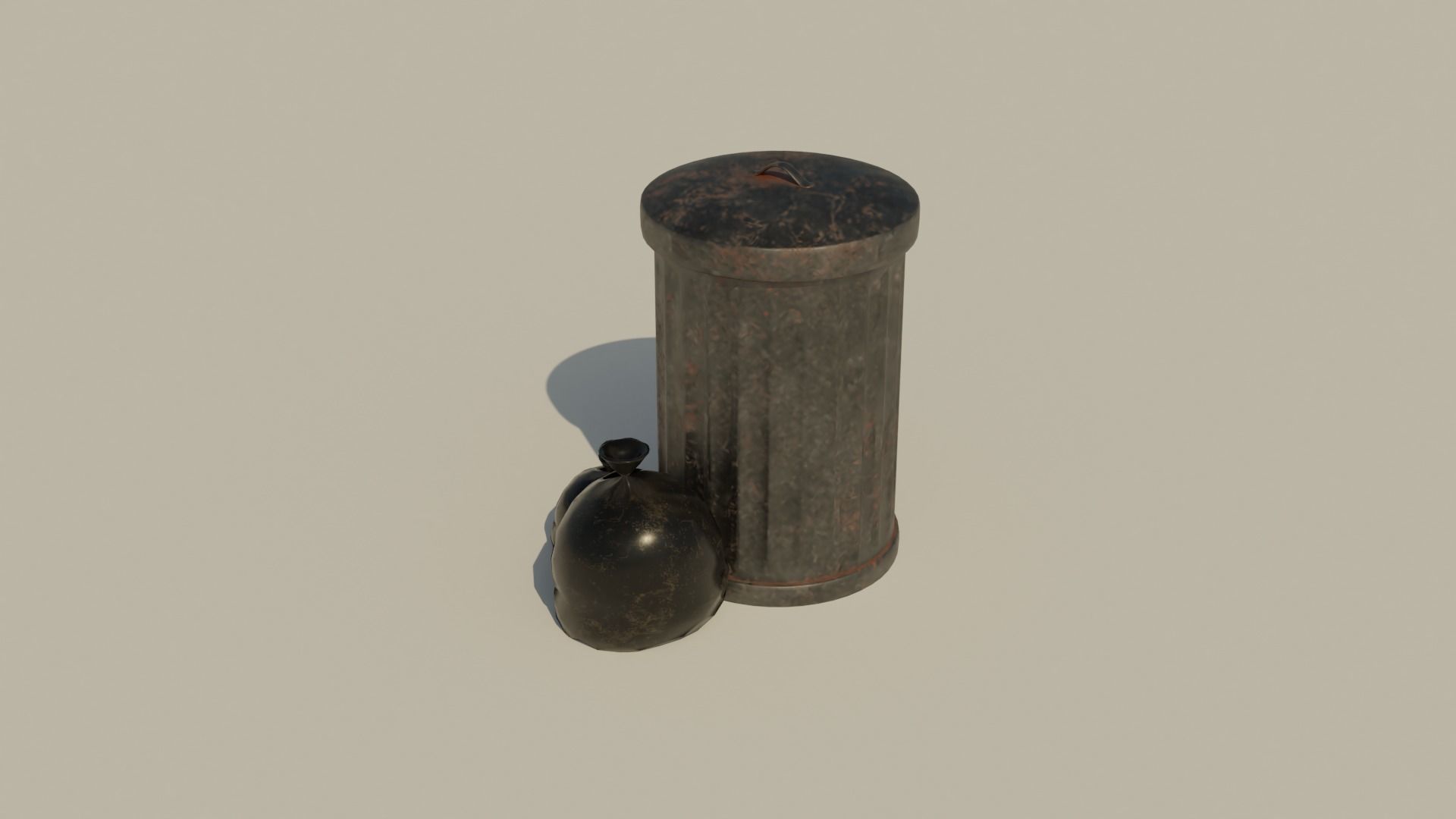 Garbage Can - Lowpoly Cyclinder Garbage Box   Low-poly 3D model_4
