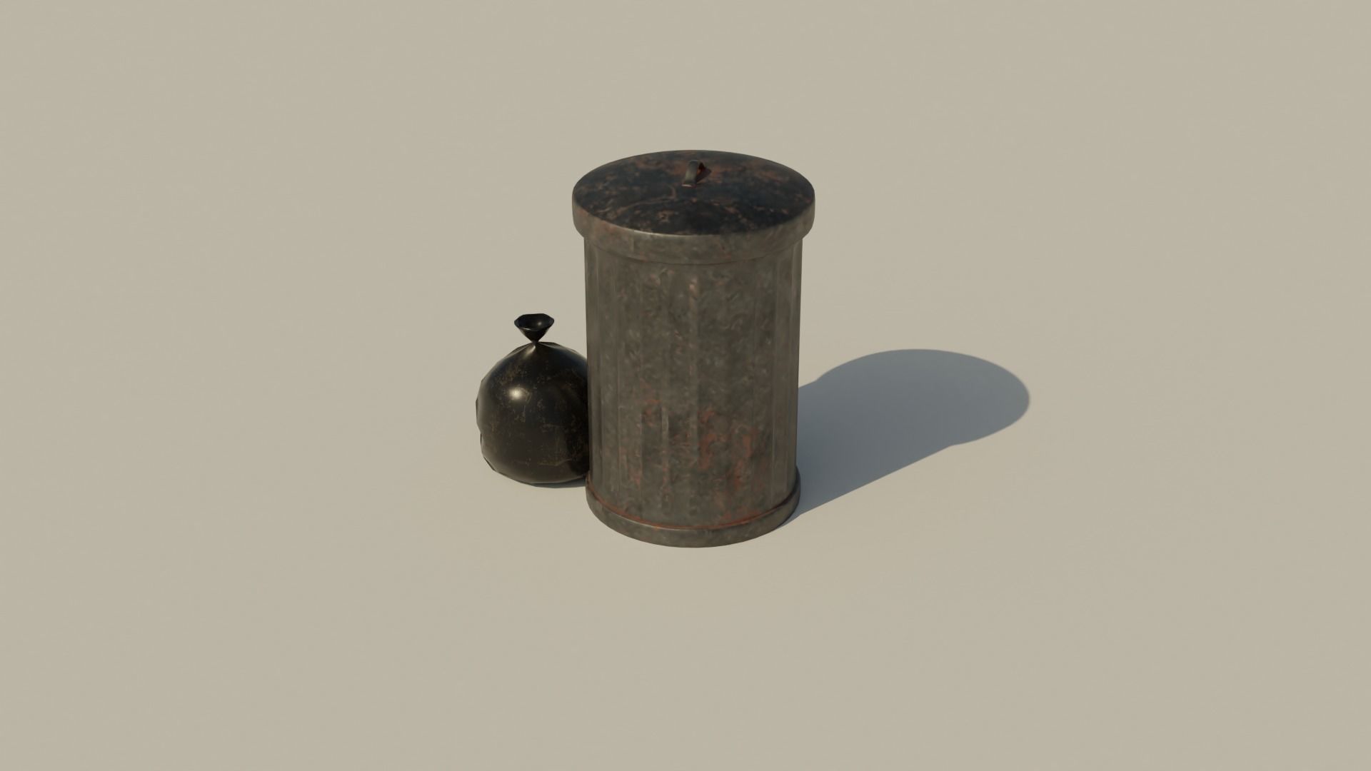 Garbage Can - Lowpoly Cyclinder Garbage Box   Low-poly 3D model_6