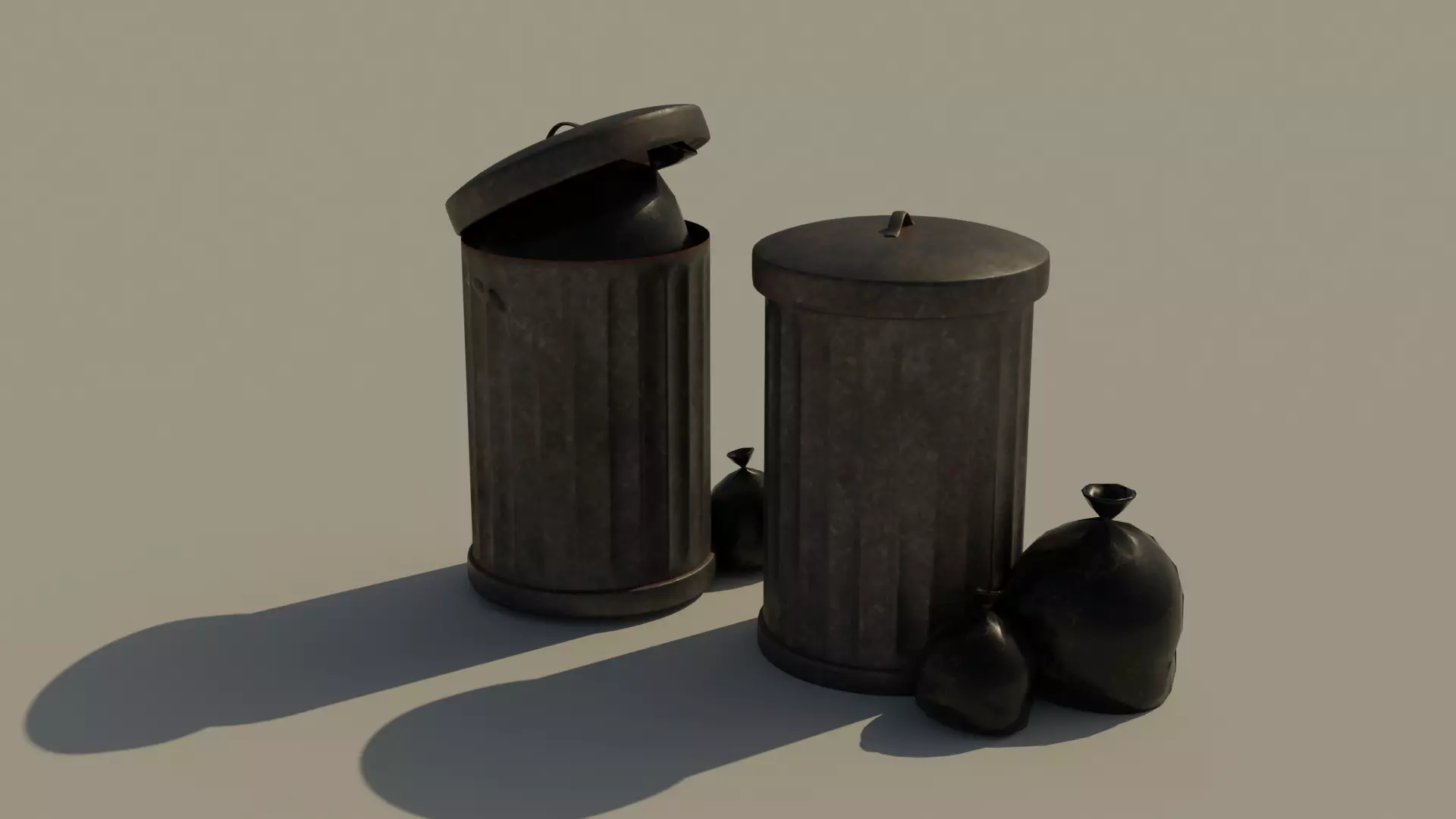 Garbage Can - Lowpoly Cyclinder Garbage Box   Low-poly 3D model_0