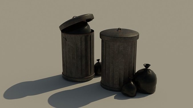 Garbage Can - Lowpoly Cyclinder Garbage Box   Low-poly 3D model