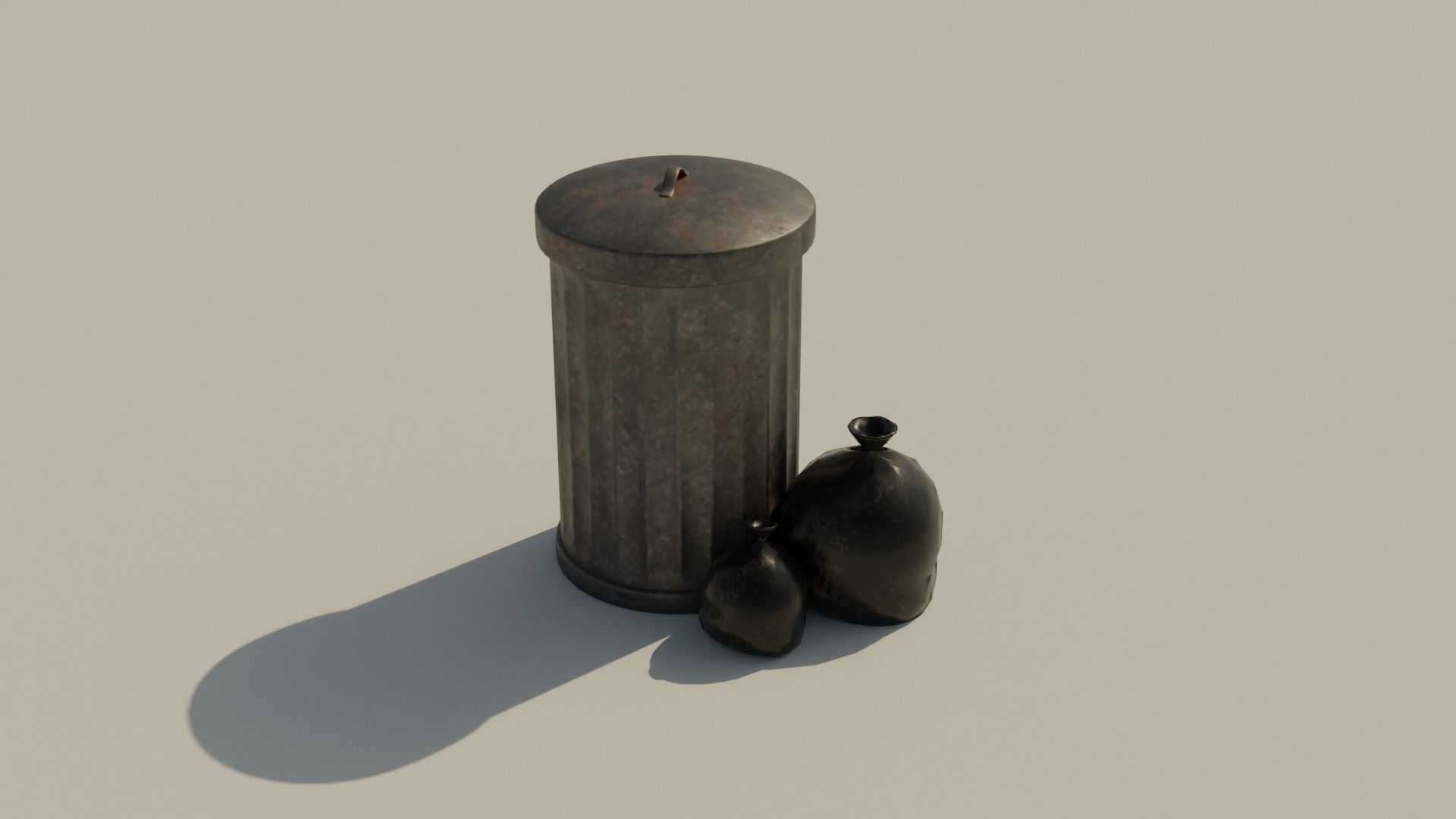 Garbage Can - Lowpoly Cyclinder Garbage Box   Low-poly 3D model_5