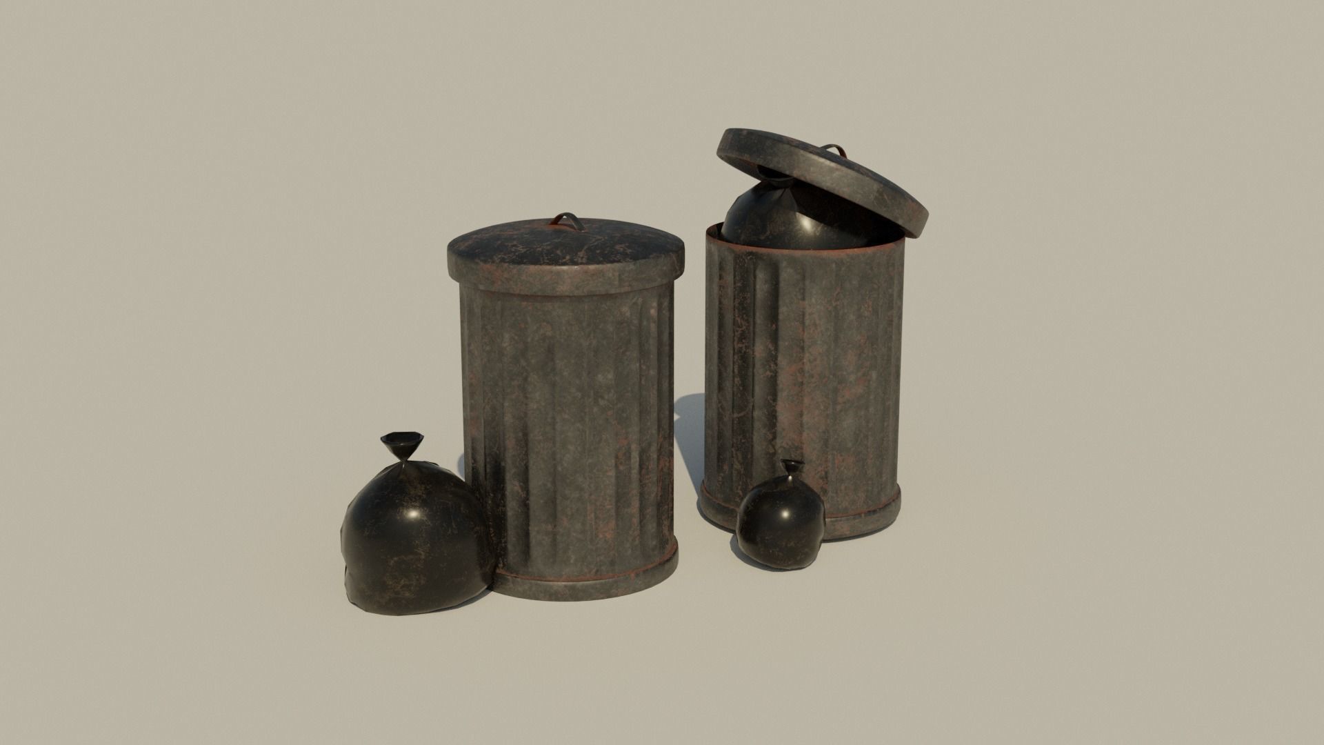 Garbage Can - Lowpoly Cyclinder Garbage Box   Low-poly 3D model_1