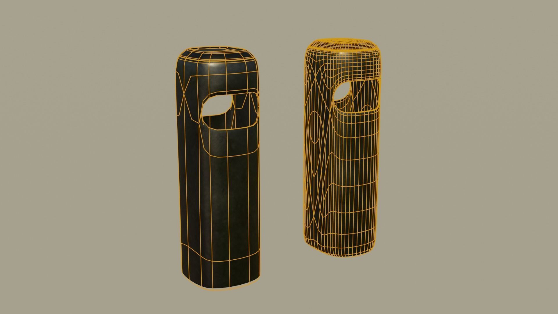 Cigarette Garbage Can - Lowpoly Trash Can Low-poly 3D model_2