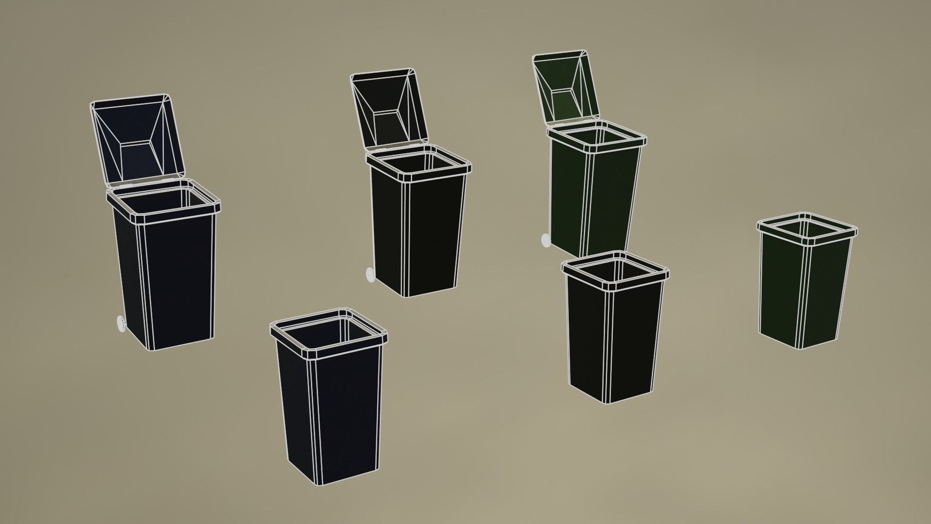 Garbage Can Container - Lowpoly Trash Box Collection _21