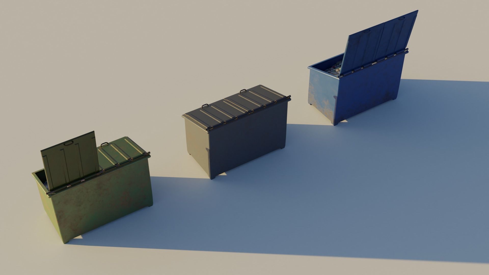 Garbage Can Container - Lowpoly Trash Box Collection _12