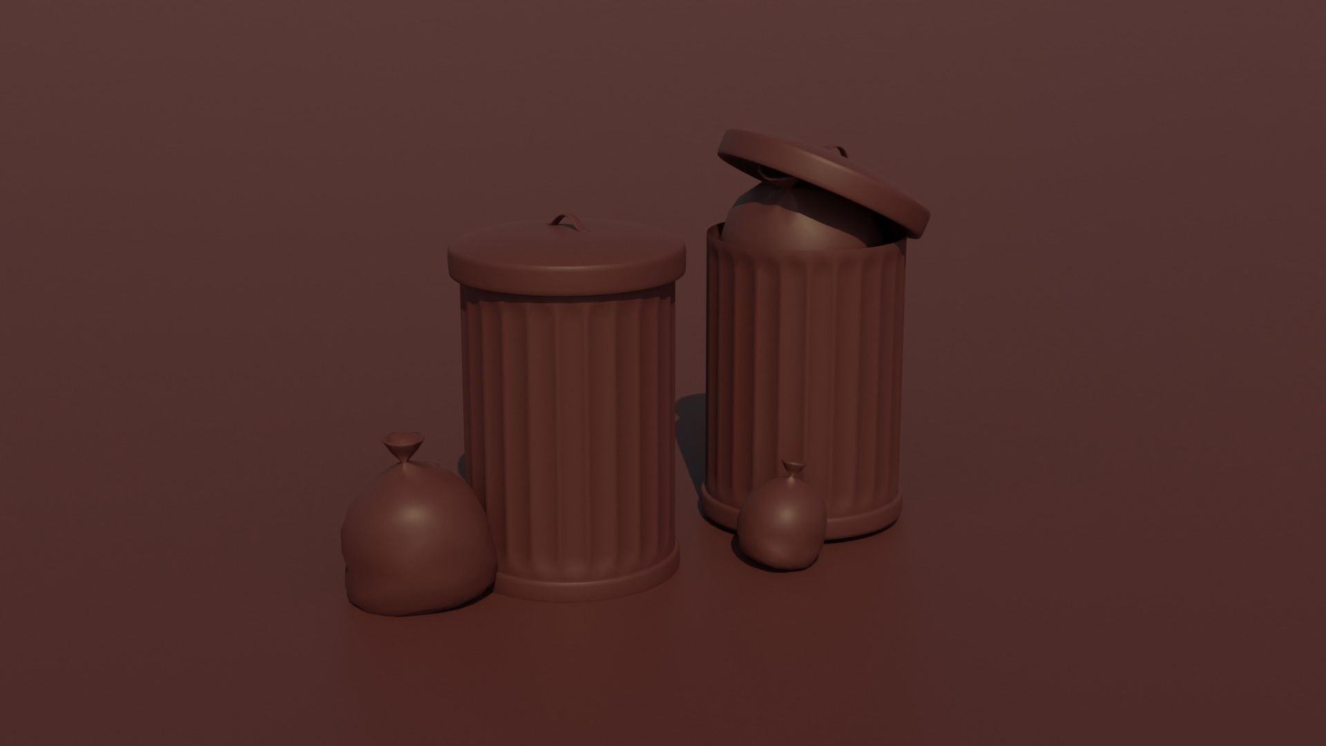 Garbage Can Container - Lowpoly Trash Box Collection _24