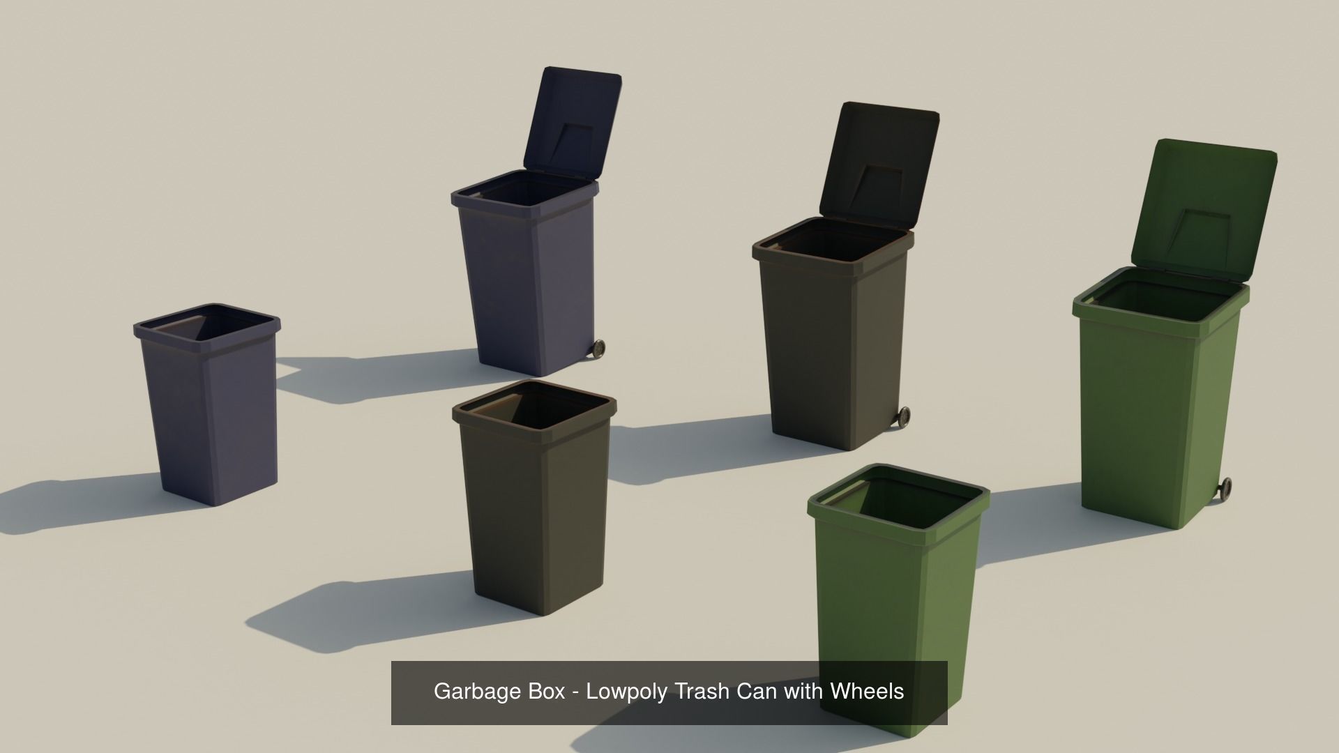 Garbage Can Container - Lowpoly Trash Box Collection _4