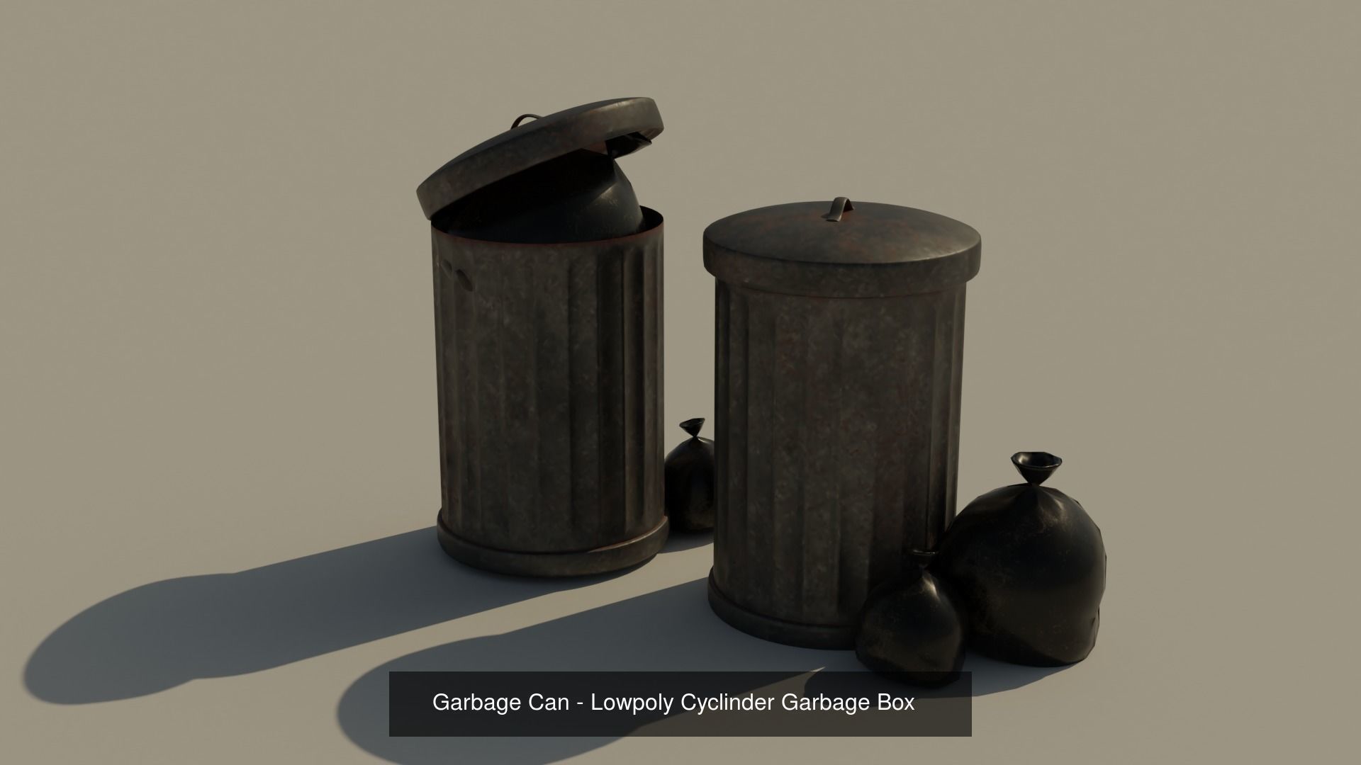 Garbage Can Container - Lowpoly Trash Box Collection _5