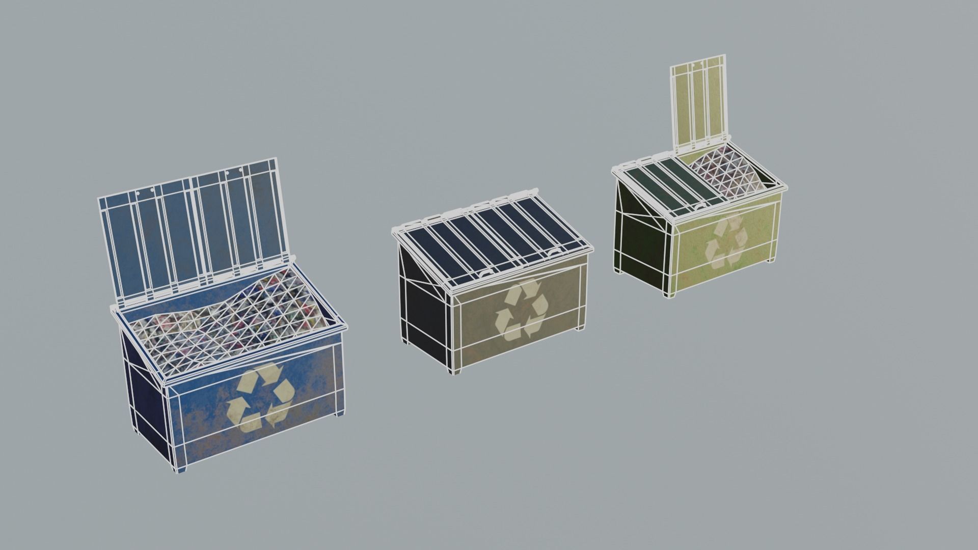 Garbage Can Container - Lowpoly Trash Box Collection _17