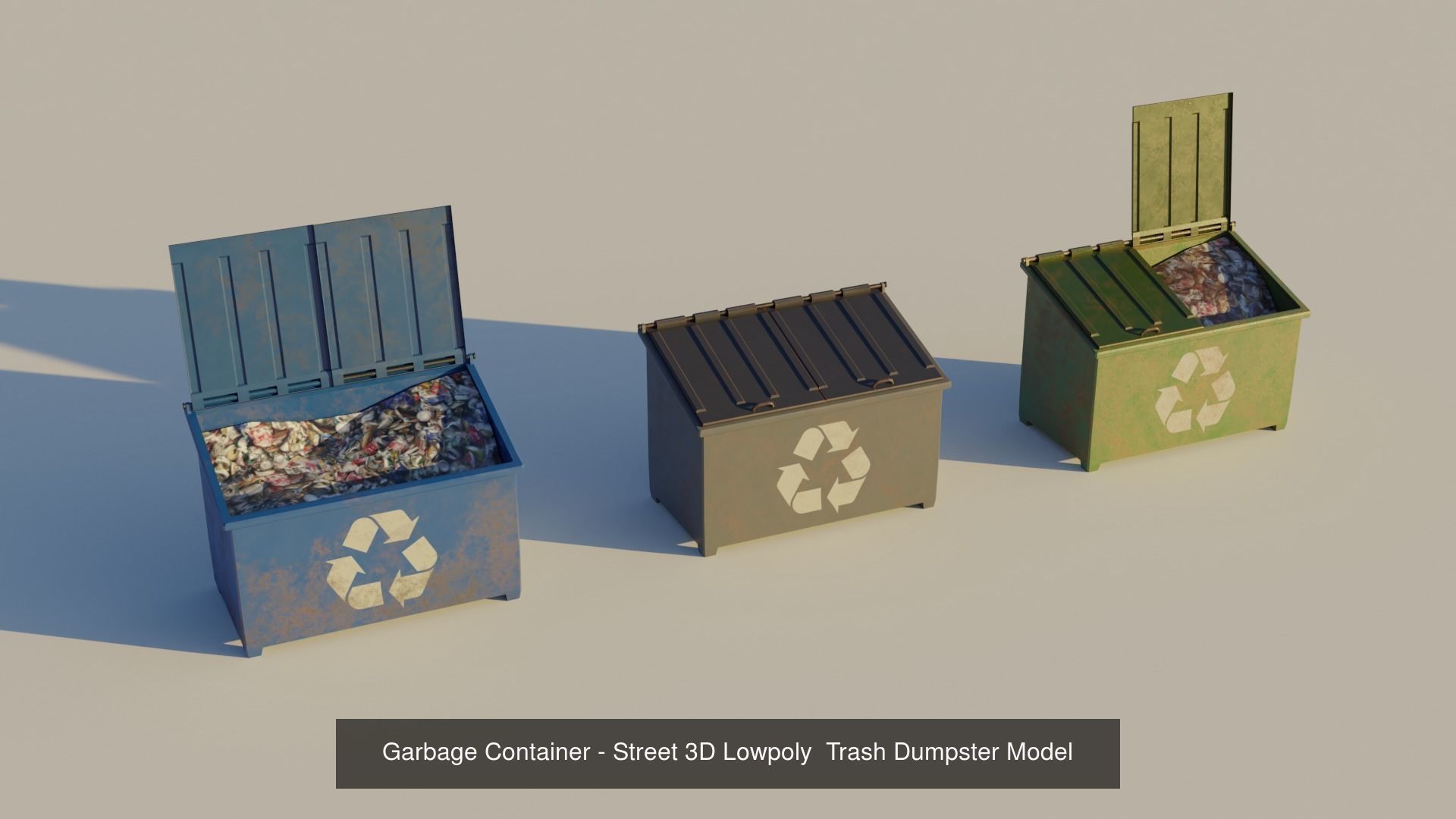 Garbage Can Container - Lowpoly Trash Box Collection _3