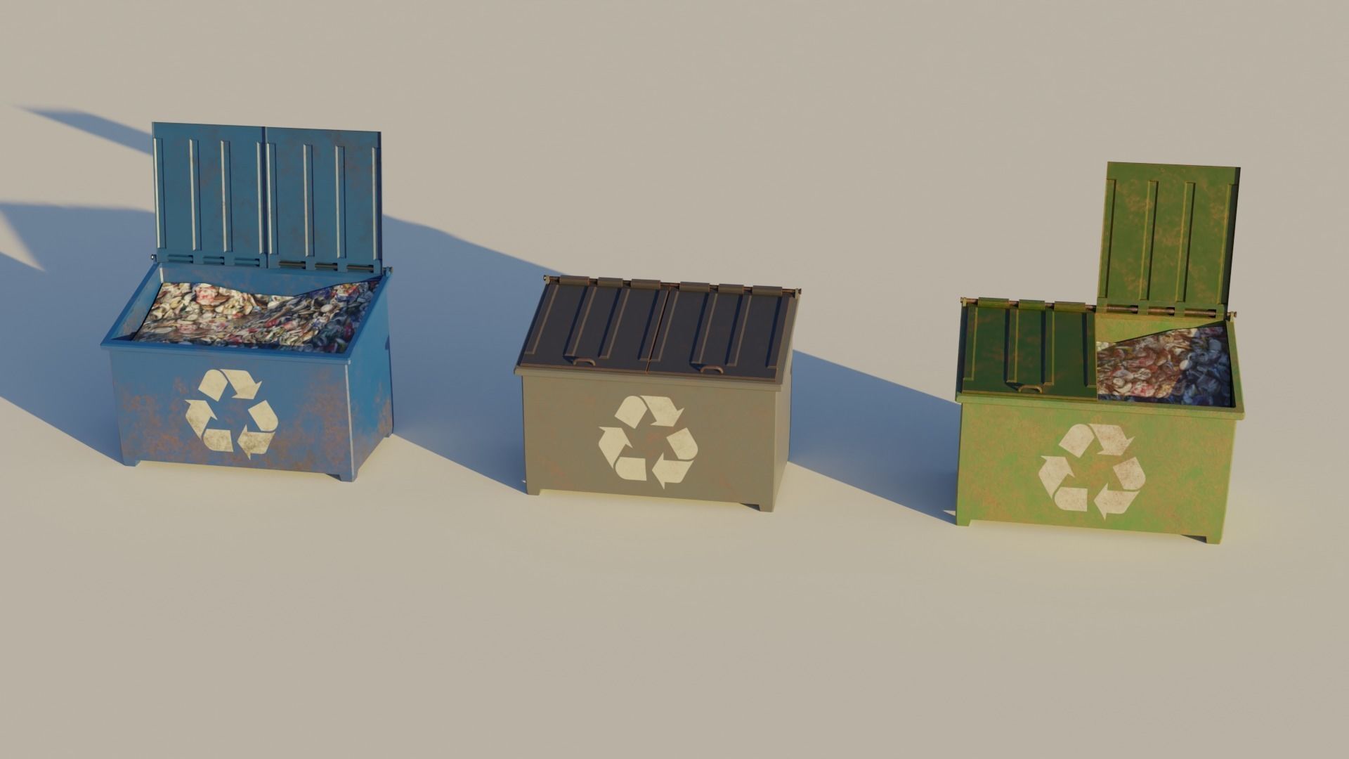 Garbage Can Container - Lowpoly Trash Box Collection _13